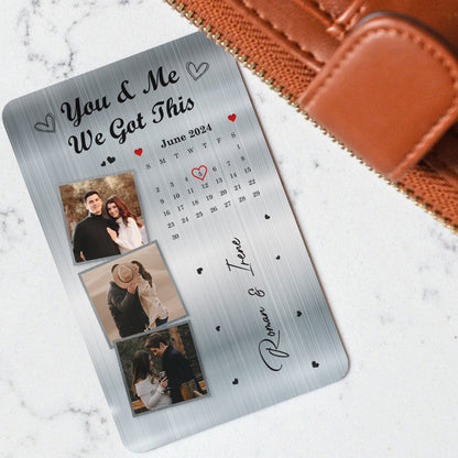 Custom Photo Calendar The Day Our Journey Began - Gift For Couples - Personalized Aluminum Wallet Card