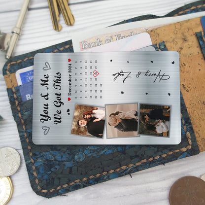 Custom Photo Calendar The Day Our Journey Began - Gift For Couples - Personalized Aluminum Wallet Card