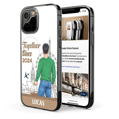 Couple Jeans Together Since - Gift For Couples - Personalized Clear Couple Phone Case