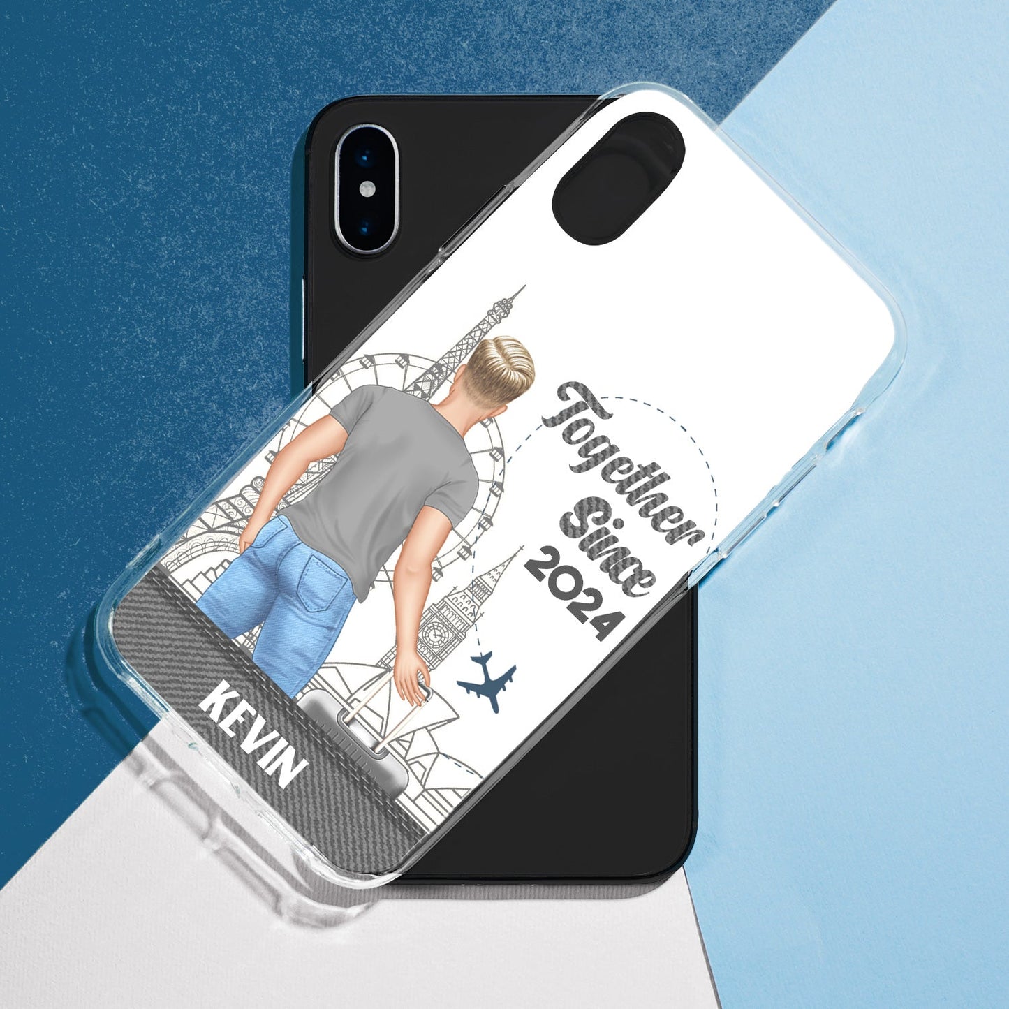 Couple Jeans Together Since - Gift For Couples - Personalized Clear Couple Phone Case