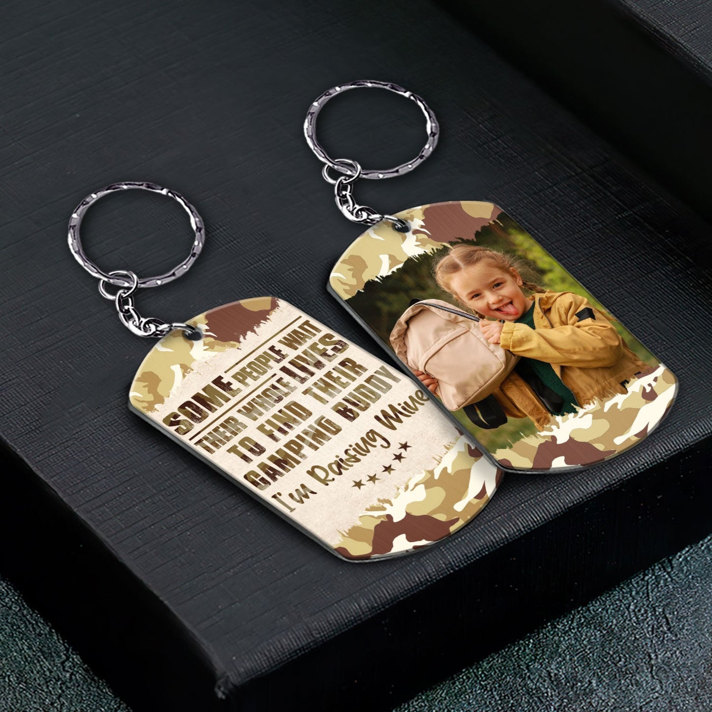 Custom Photo Camping Buddy - Gift For Camping Mom, Dad - Personalized Aluminum Keychain
