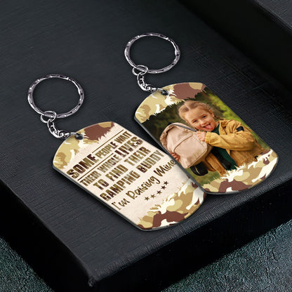 Custom Photo Camping Buddy - Gift For Camping Mom, Dad - Personalized Aluminum Keychain