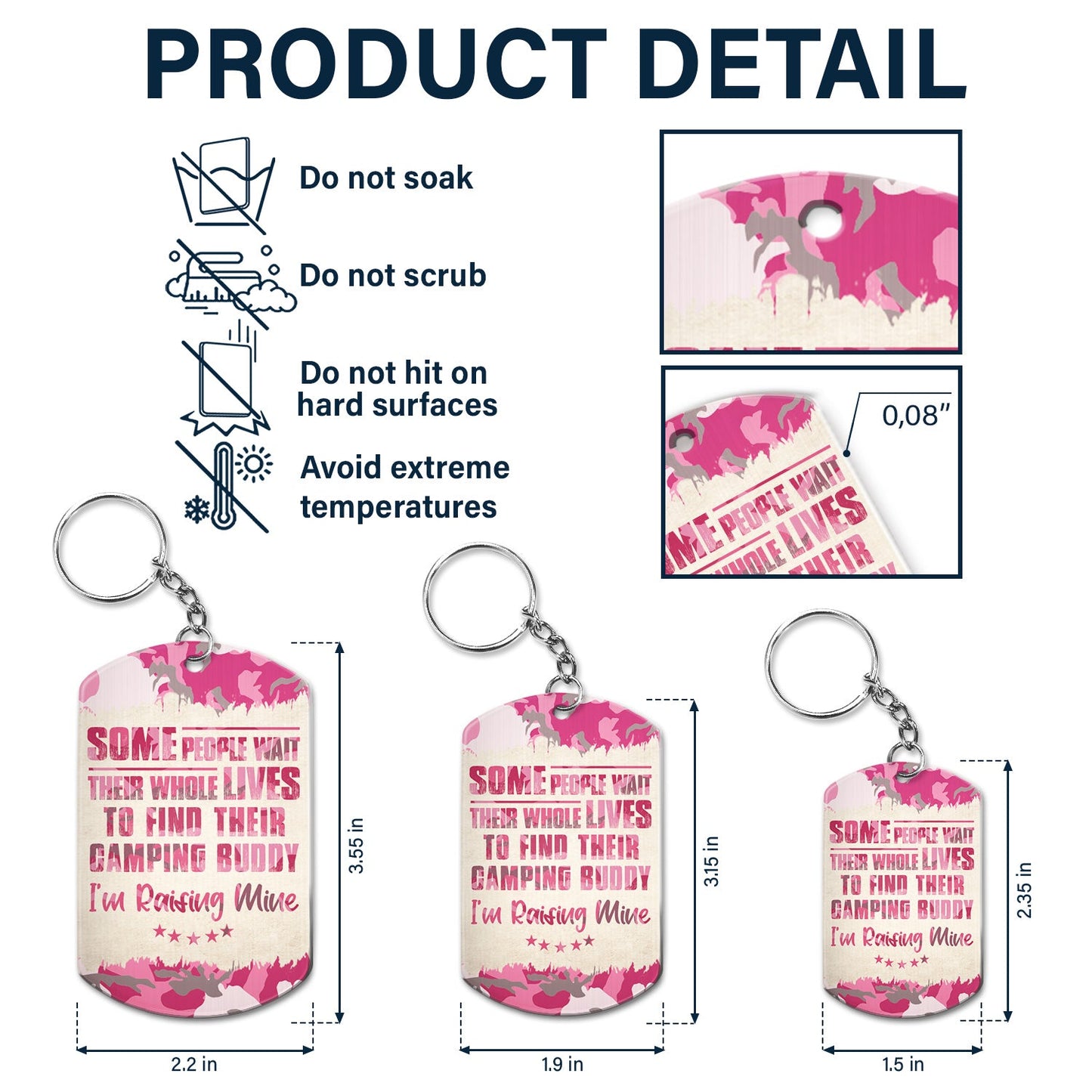 Custom Photo Camping Buddy - Gift For Camping Mom, Dad - Personalized Aluminum Keychain