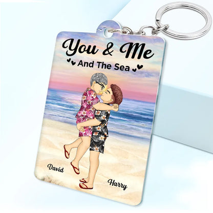 Qr Code Couple Summer You & Me And The Sea - Personalized Acrylic Keychain