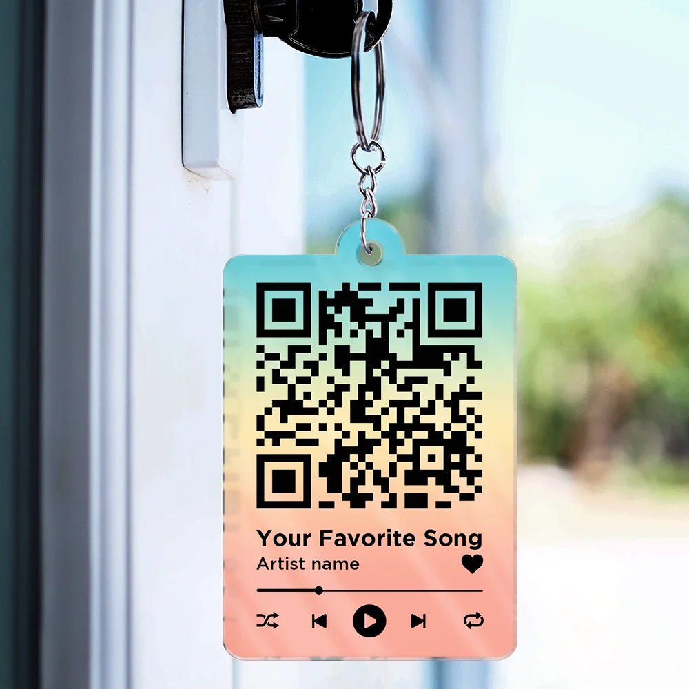 Qr Code Couple Summer You & Me And The Sea - Personalized Acrylic Keychain