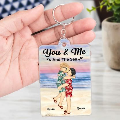 Qr Code Couple Summer You & Me And The Sea - Personalized Acrylic Keychain