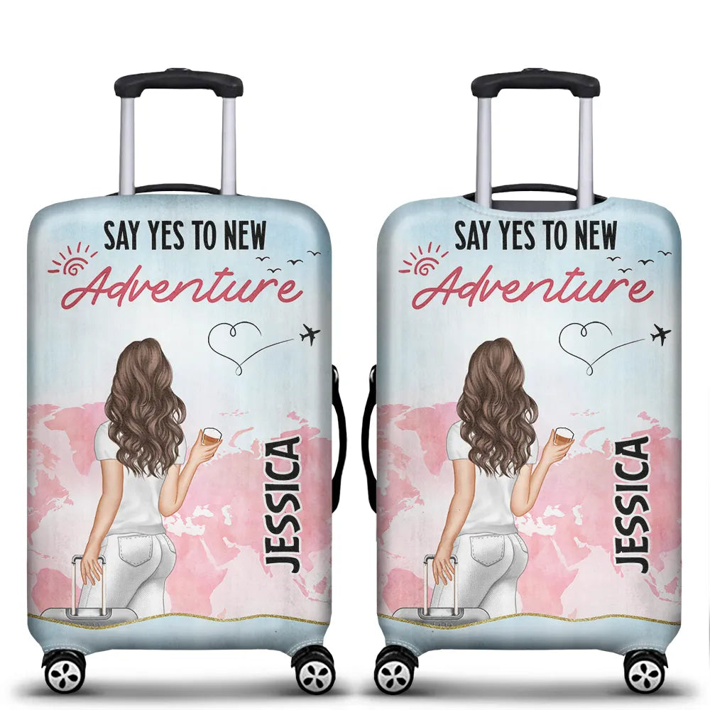 Say Yes To New Adventure - Personalized Luggage Cover