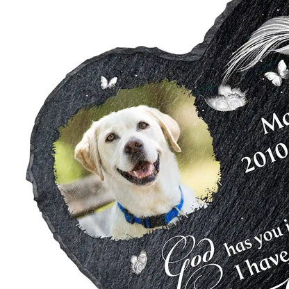 Custom Photo No Longer By My Side But Forever In My Heart - Personalized Heart Memorial Garden Stone