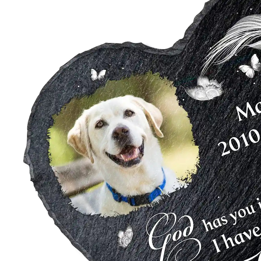 Custom Photo No Longer By My Side But Forever In My Heart - Personalized Heart Memorial Garden Stone