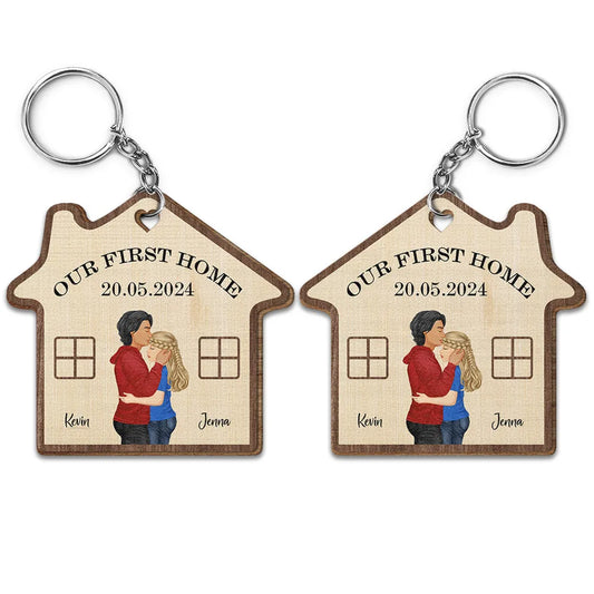Home Sweet Home Our First Home - Personalized Wooden Keychain
