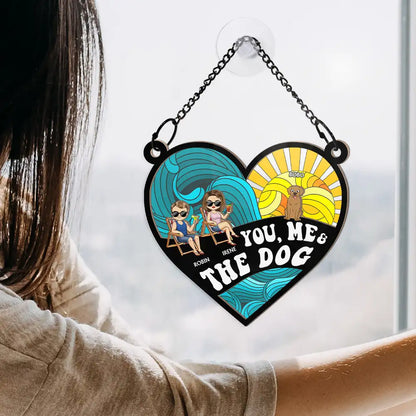 Beach You Me And The Dogs - Personalized Window Hanging Suncatcher Ornament