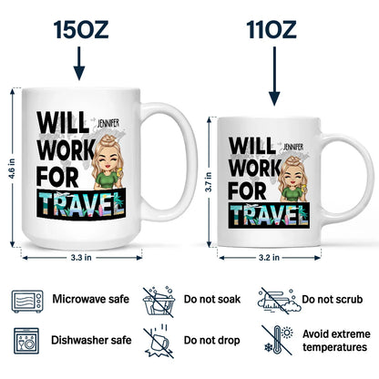 Will Work For Travel - Personalized Mug