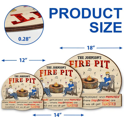 Couple Camping Fire Pit Where Music Get Played - Personalized Custom Shaped Wood Sign