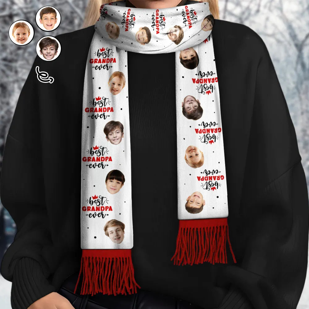 Custom Photo Best Ever - Personalized Wool Scarf With Tassel