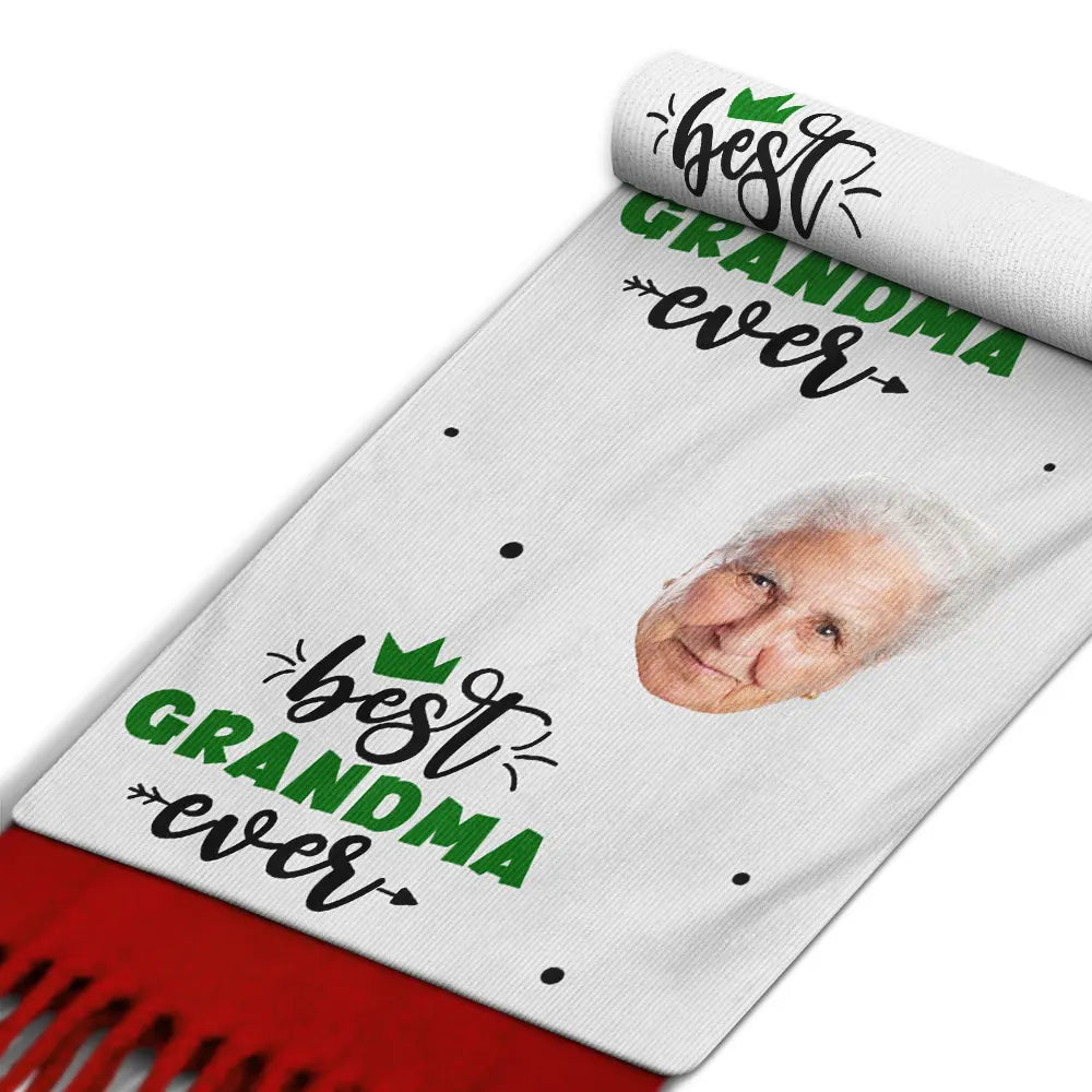 Custom Photo Best Ever - Personalized Wool Scarf With Tassel