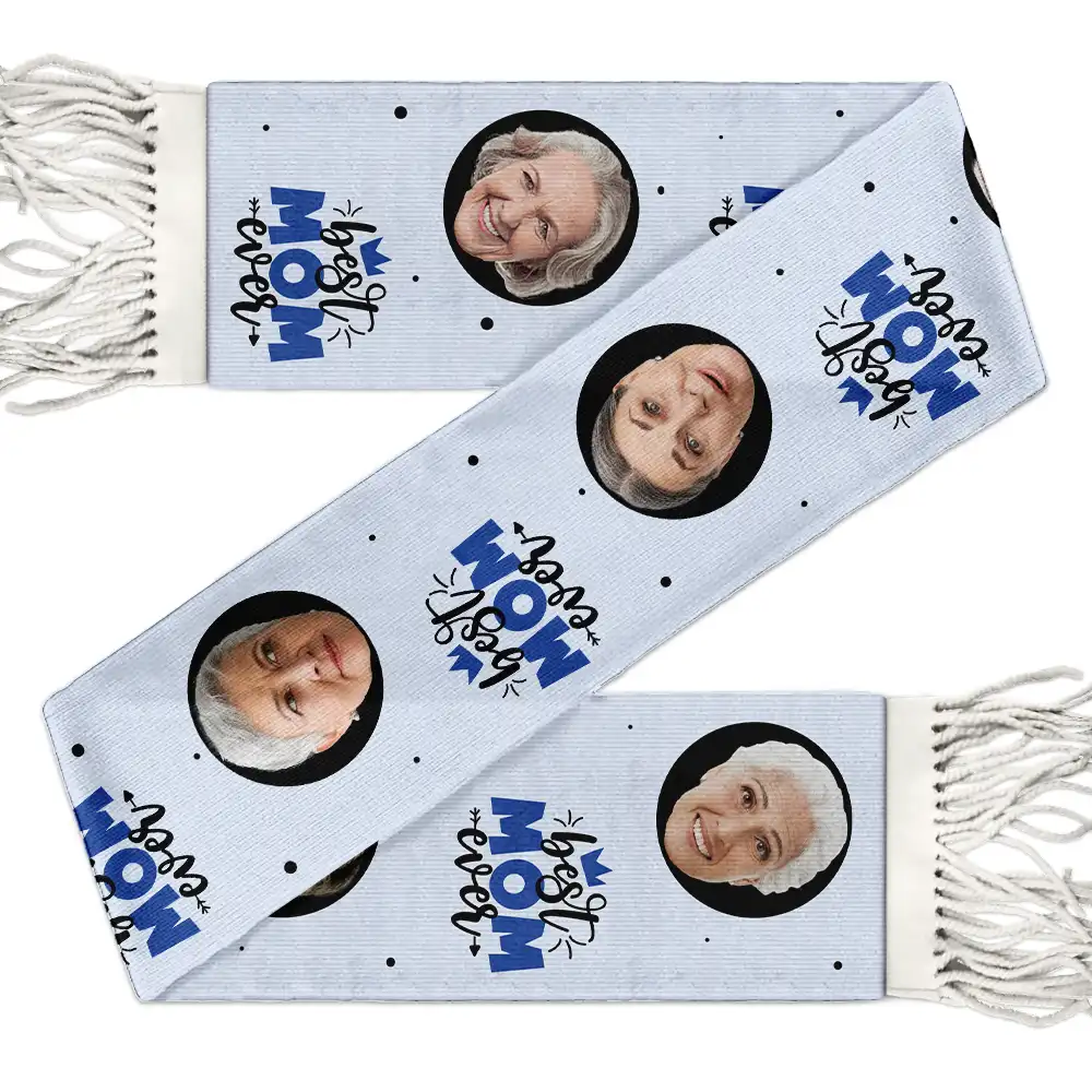 Custom Photo Best Ever - Personalized Wool Scarf With Tassel