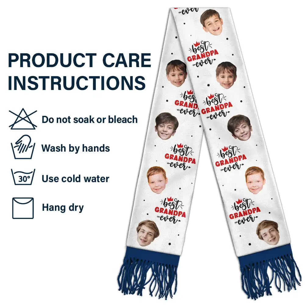 Custom Photo Best Ever - Personalized Wool Scarf With Tassel