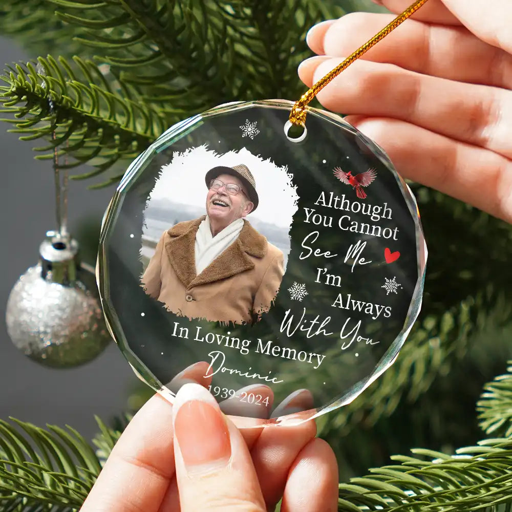 Custom Photo Always & Forever In Our Hearts - Personalized Circle Acrylic Ornament