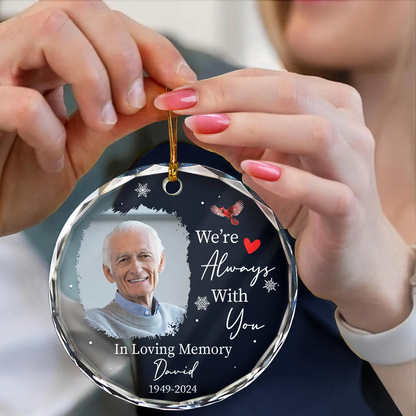 Custom Photo Always & Forever In Our Hearts - Personalized Circle Acrylic Ornament