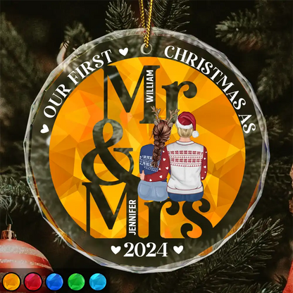 First Christmas As Mr Mrs - Personalized Circle Ornament