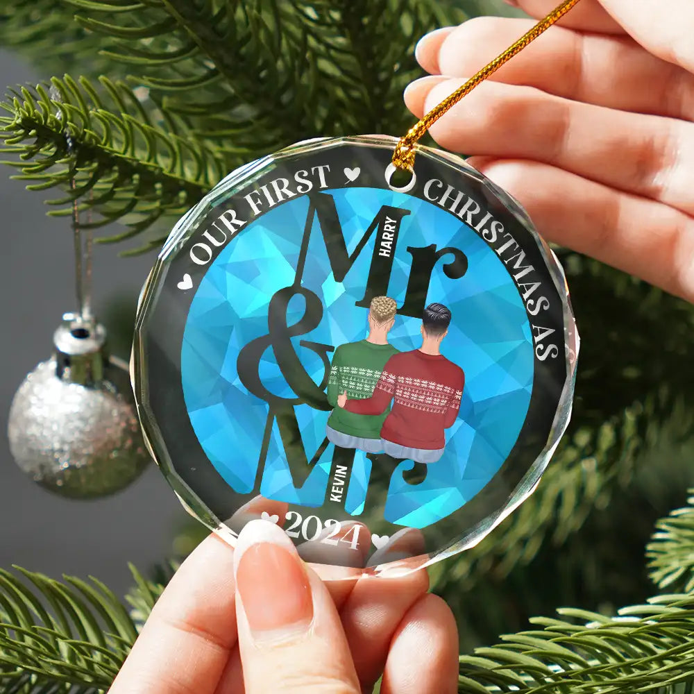 First Christmas As Mr Mrs - Personalized Circle Ornament