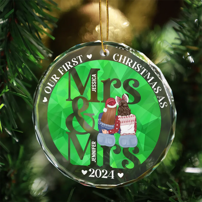 First Christmas As Mr Mrs - Personalized Circle Ornament