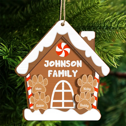 Gingerbread Cookie Family - Personalized 2-Layered Wooden Ornament