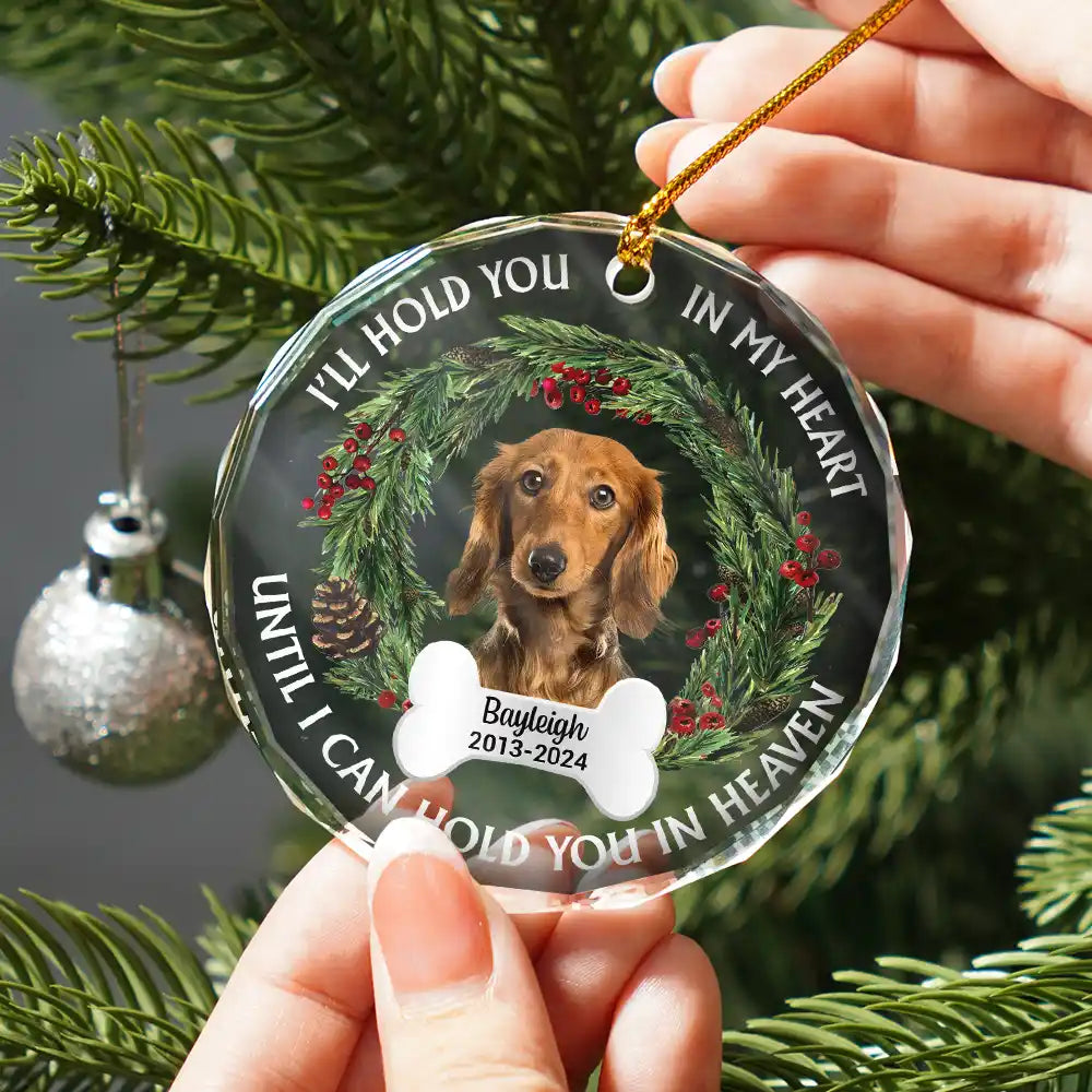 Custom Photo Christmas We'll Hold You In Our Hearts - Personalized Circle Acrylic Ornament