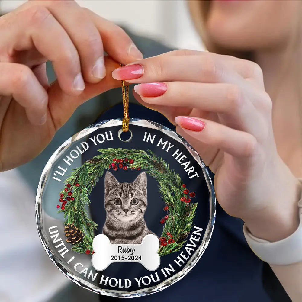 Custom Photo Christmas We'll Hold You In Our Hearts - Personalized Circle Acrylic Ornament