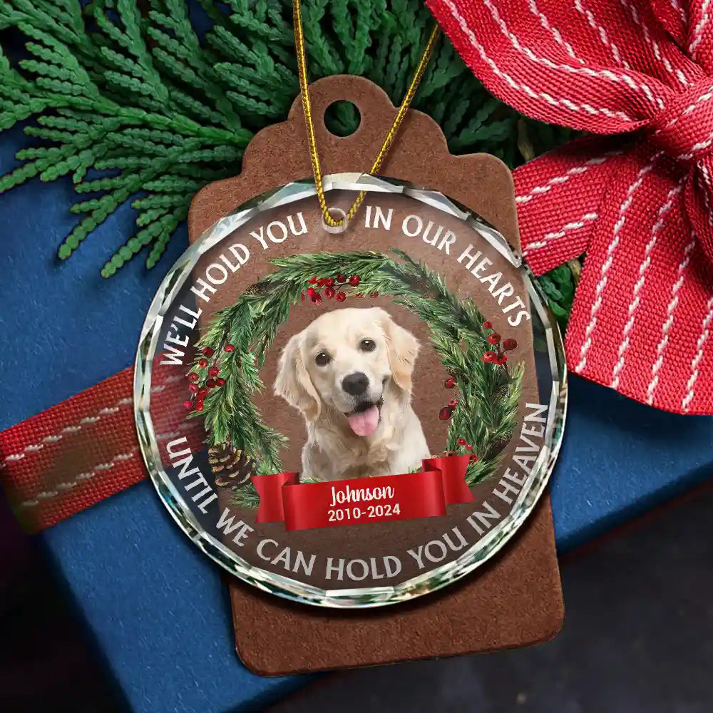 Custom Photo Christmas We'll Hold You In Our Hearts - Personalized Circle Acrylic Ornament