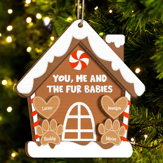 You, Me And The Dog Cat - Personalized 2-Layered Wooden Ornament