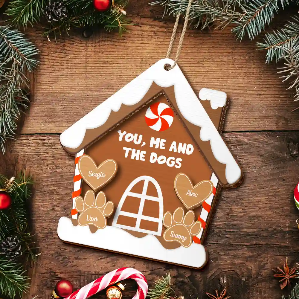 You, Me And The Dog Cat - Personalized 2-Layered Wooden Ornament