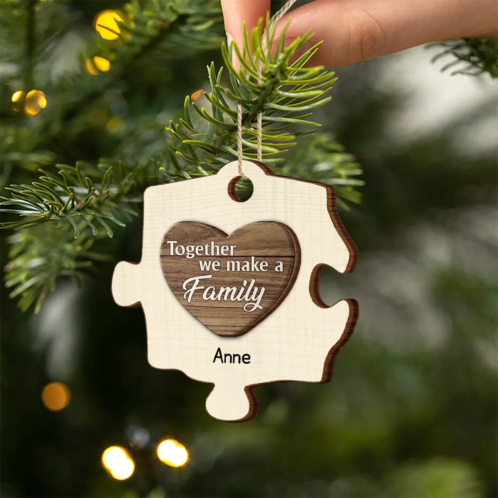 Christmas Puzzle We Make A Family - Personalized 2-Layered Wooden Ornament