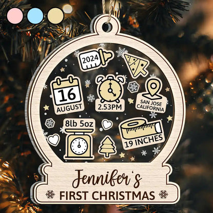 Baby First Christmas Ornament Icon - Personalized 2-Layered Mix Ornament