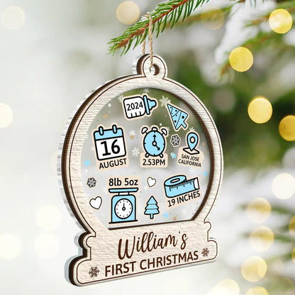 Baby First Christmas Ornament Icon - Personalized 2-Layered Mix Ornament