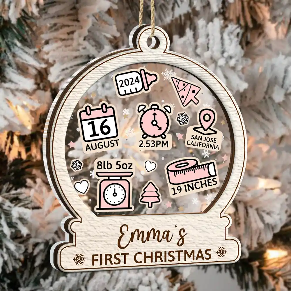 Baby First Christmas Ornament Icon - Personalized 2-Layered Mix Ornament