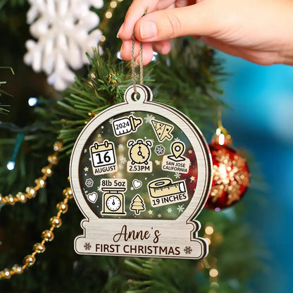 Baby First Christmas Ornament Icon - Personalized 2-Layered Mix Ornament