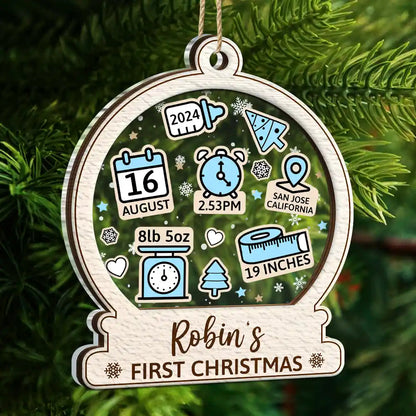 Baby First Christmas Ornament Icon - Personalized 2-Layered Mix Ornament