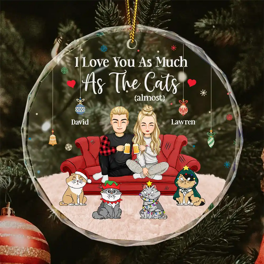 Christmas Pet Lovers Couple I Love You - Personalized Circle Acrylic Ornament