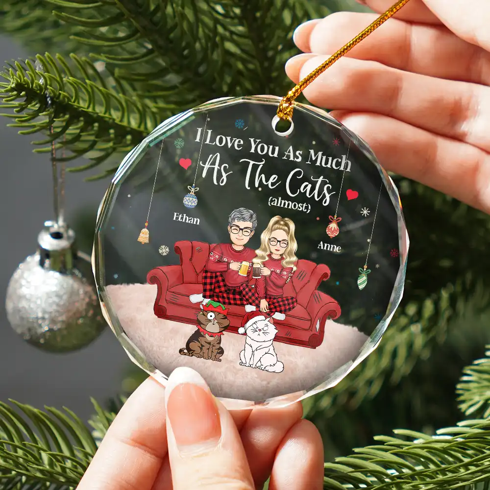 Christmas Pet Lovers Couple I Love You - Personalized Circle Acrylic Ornament