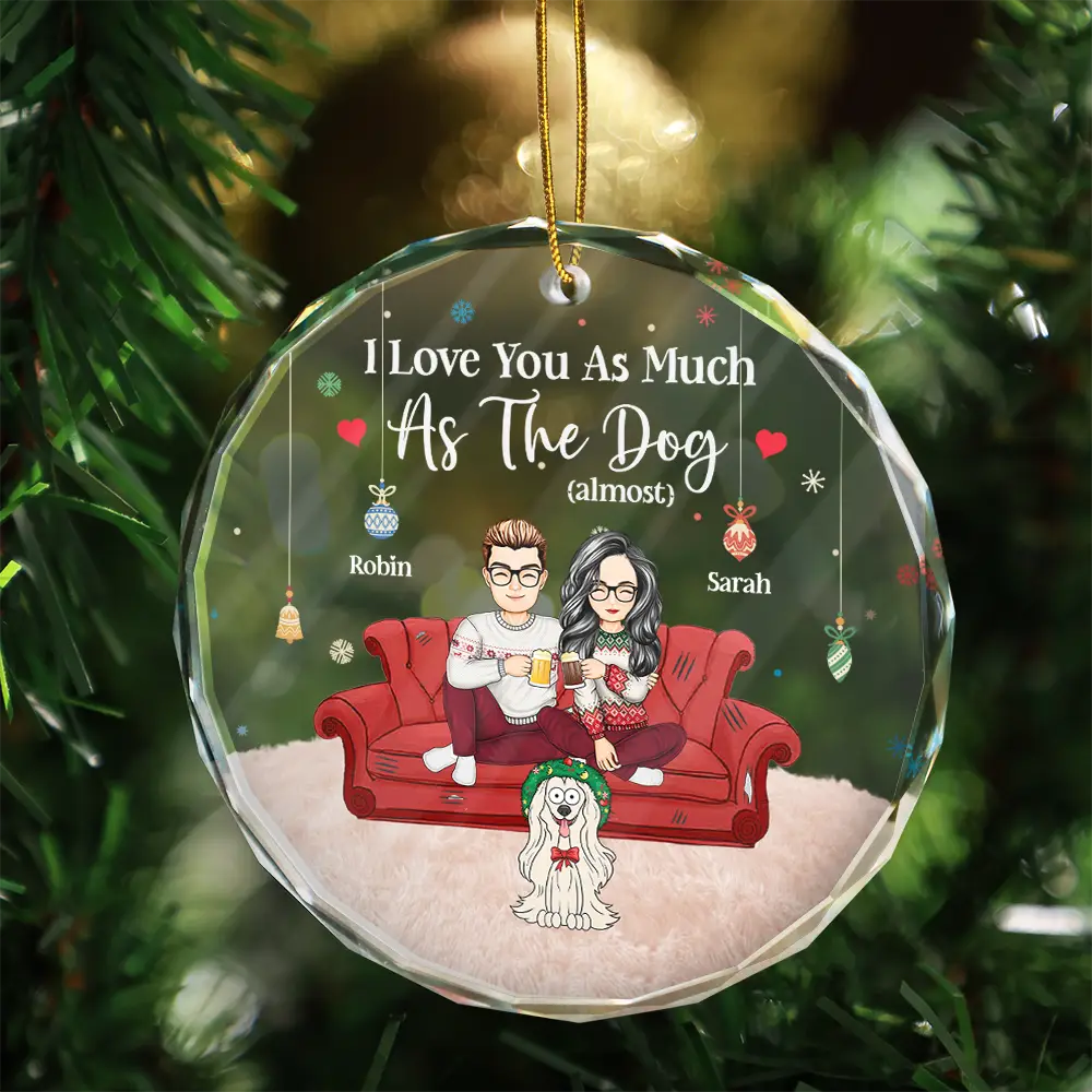 Christmas Pet Lovers Couple I Love You - Personalized Circle Acrylic Ornament