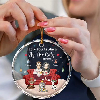 Christmas Pet Lovers Couple I Love You - Personalized Circle Acrylic Ornament