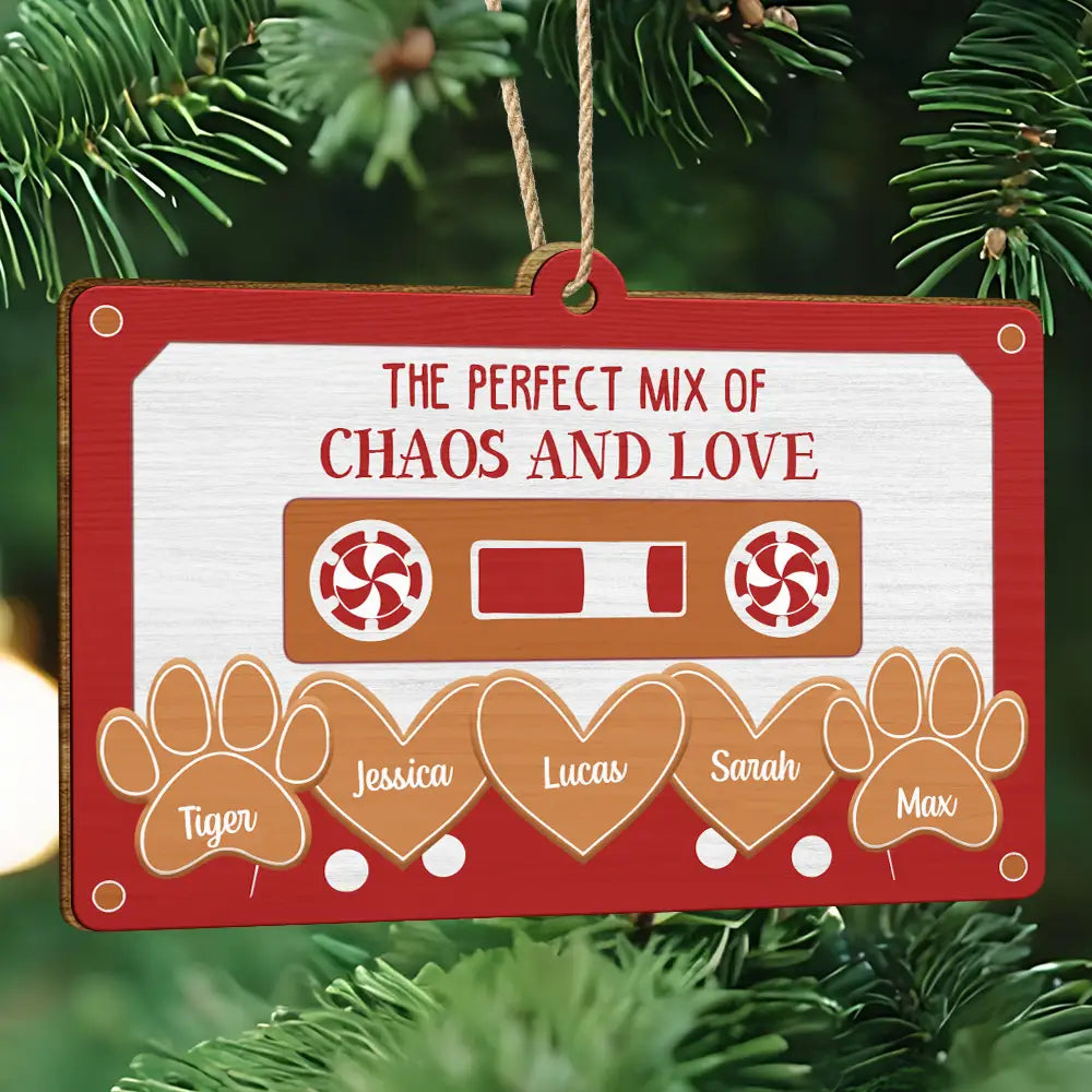 The Perfect Mix Of Chaos And Love - Personalized Custom Shaped Wooden Ornament