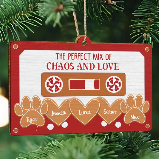 The Perfect Mix Of Chaos And Love - Personalized Custom Shaped Wooden Ornament