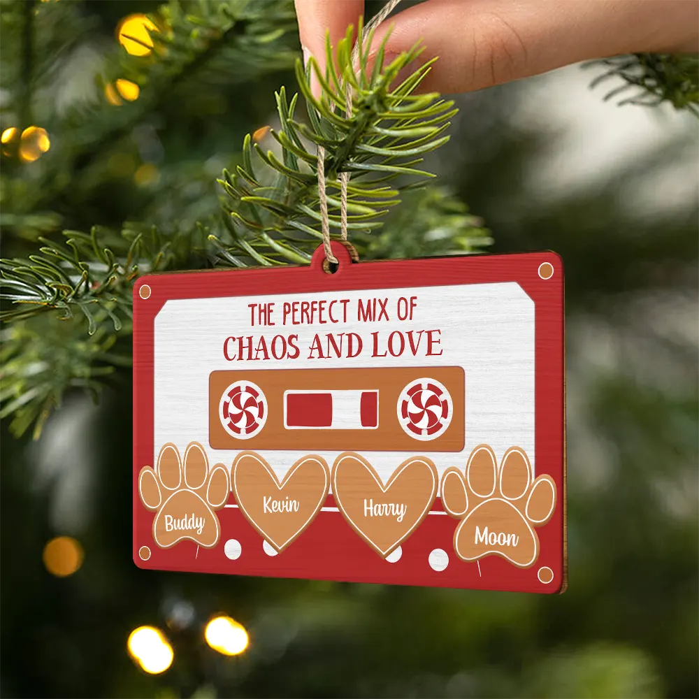 The Perfect Mix Of Chaos And Love - Personalized Custom Shaped Wooden Ornament