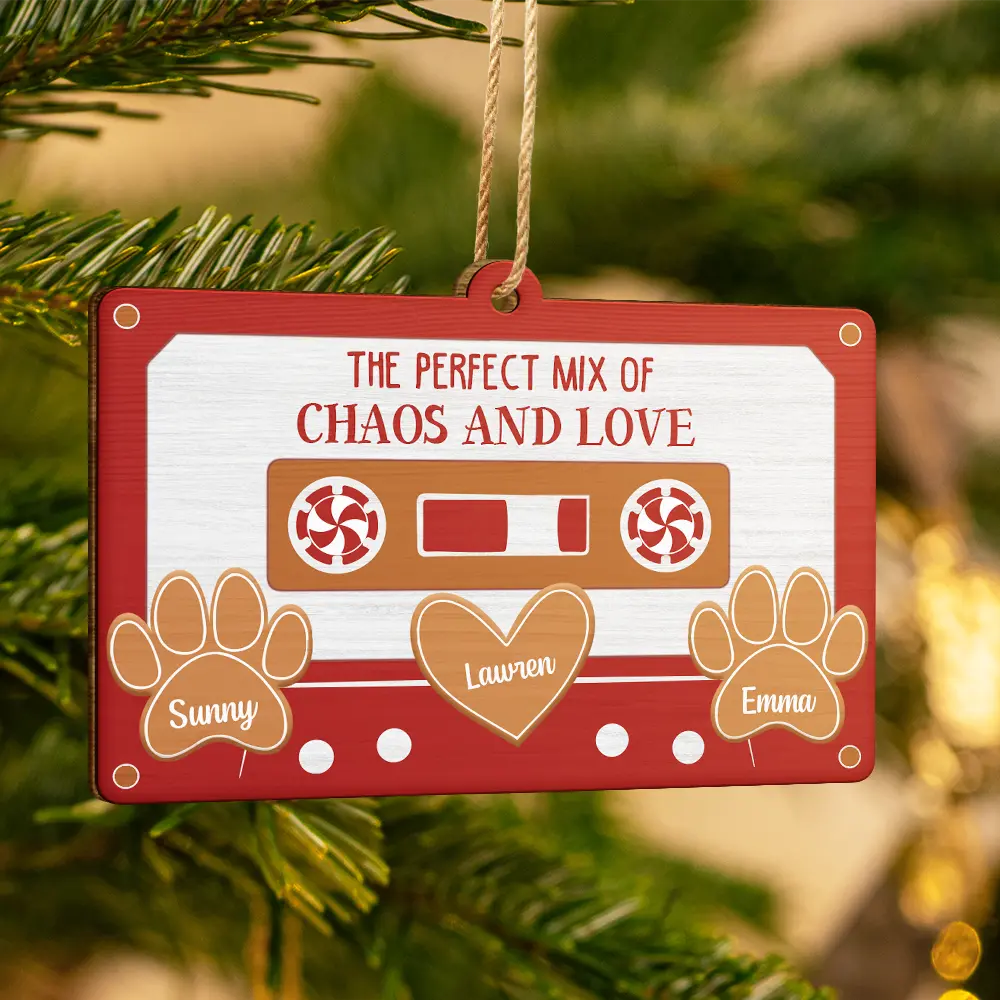 The Perfect Mix Of Chaos And Love - Personalized Custom Shaped Wooden Ornament