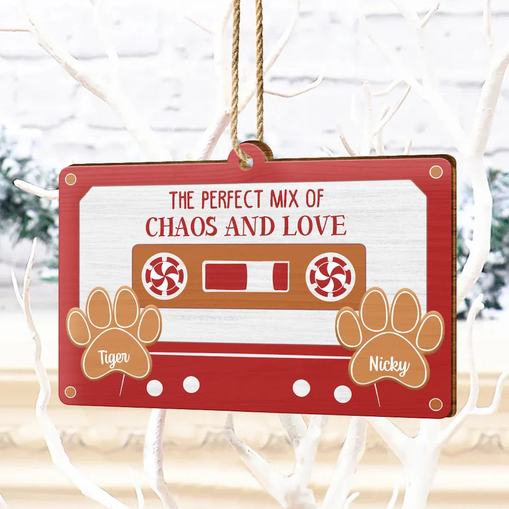 The Perfect Mix Of Chaos And Love - Personalized Custom Shaped Wooden Ornament