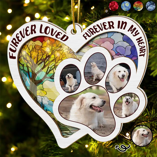 Custom Photo Furever Loved - Personalized Suncatcher Ornament