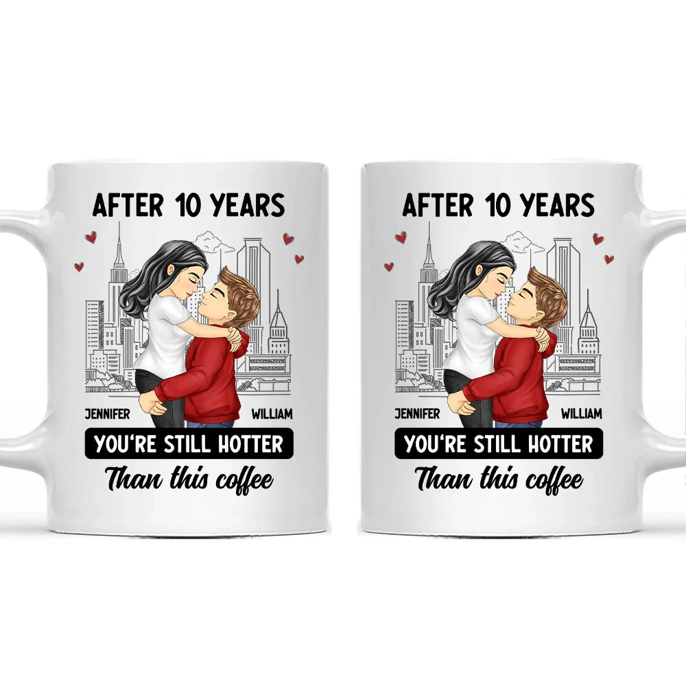Cartoon Couple Kissing Hotter Than This Coffee - Personalized Mug