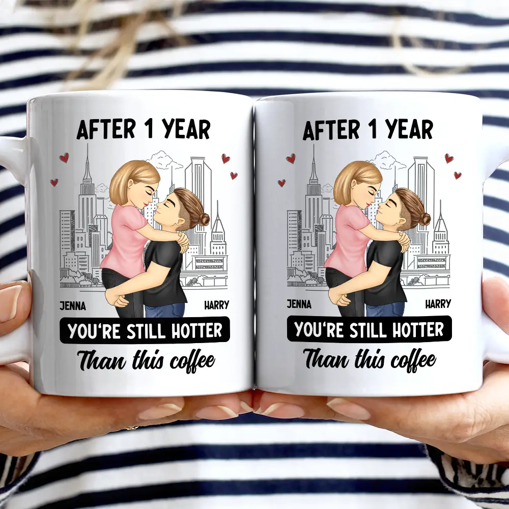 Cartoon Couple Kissing Hotter Than This Coffee - Personalized Mug